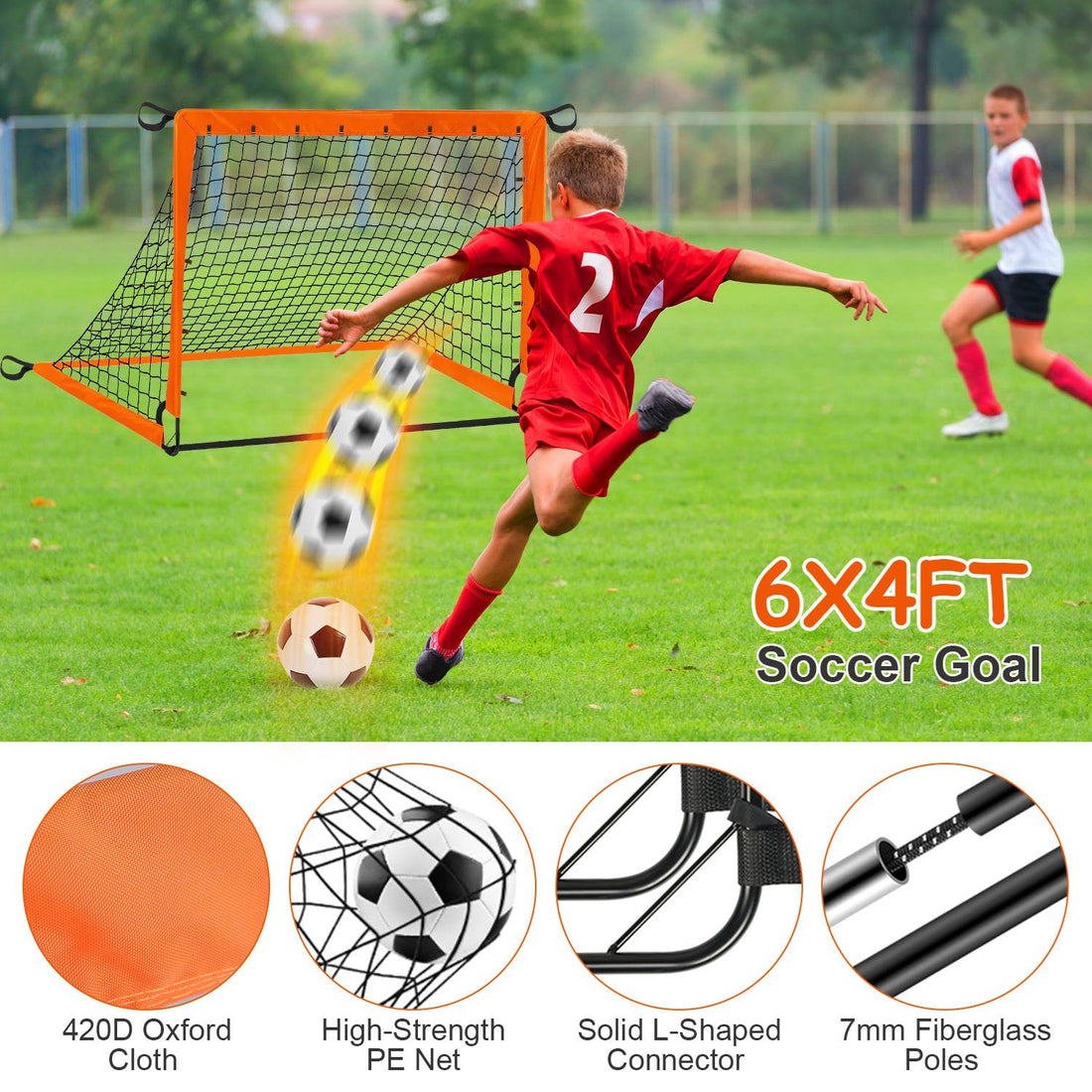 Kids Soccer Goals Set For Backyard Portable Soccer Training Equipment with Ball Pump Cones Agility Ladder Target Carry Bag For Toddler Age 3+ Outdoor