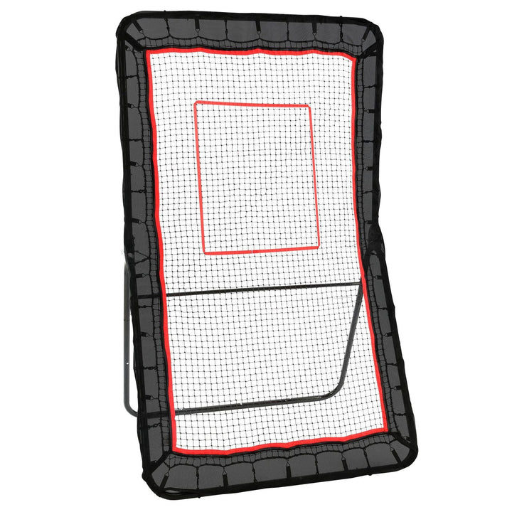 Lacrosse Rebounder for Backyard, 4x7 Ft Volleyball Bounce Back Net, Pitchback Throwback Baseball Softball Return Training Screen, Adjustable Angle Shooting Practice Training Wall with Target